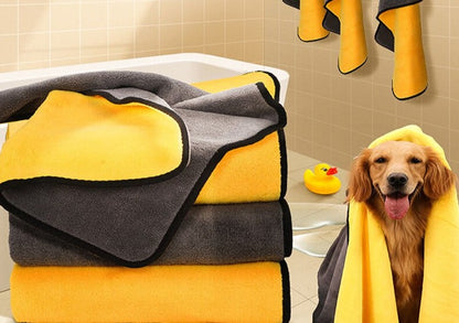 Grey and Yellow Pet Bath Towels