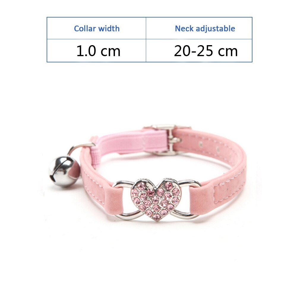 Jeweled Heart Cat Collar With Bell