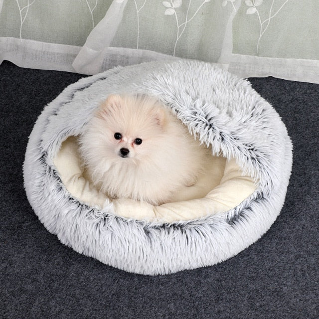 Plush Pet Bed with Snuggle Spot