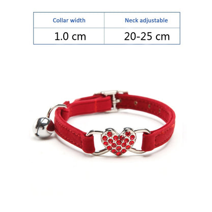 Jeweled Heart Cat Collar With Bell