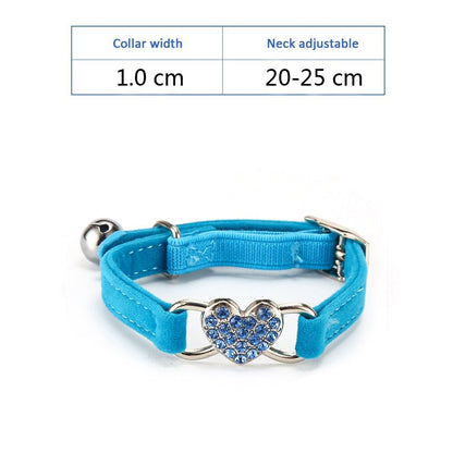 Jeweled Heart Cat Collar With Bell