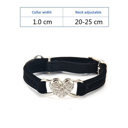 Jeweled Heart Cat Collar With Bell