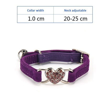 Jeweled Heart Cat Collar With Bell